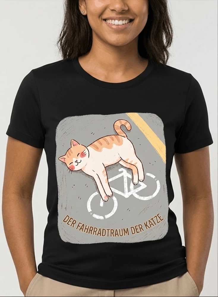der fahrradtraum der katze t shirt ses katzenmotiv fr radfahre damen t shirt black