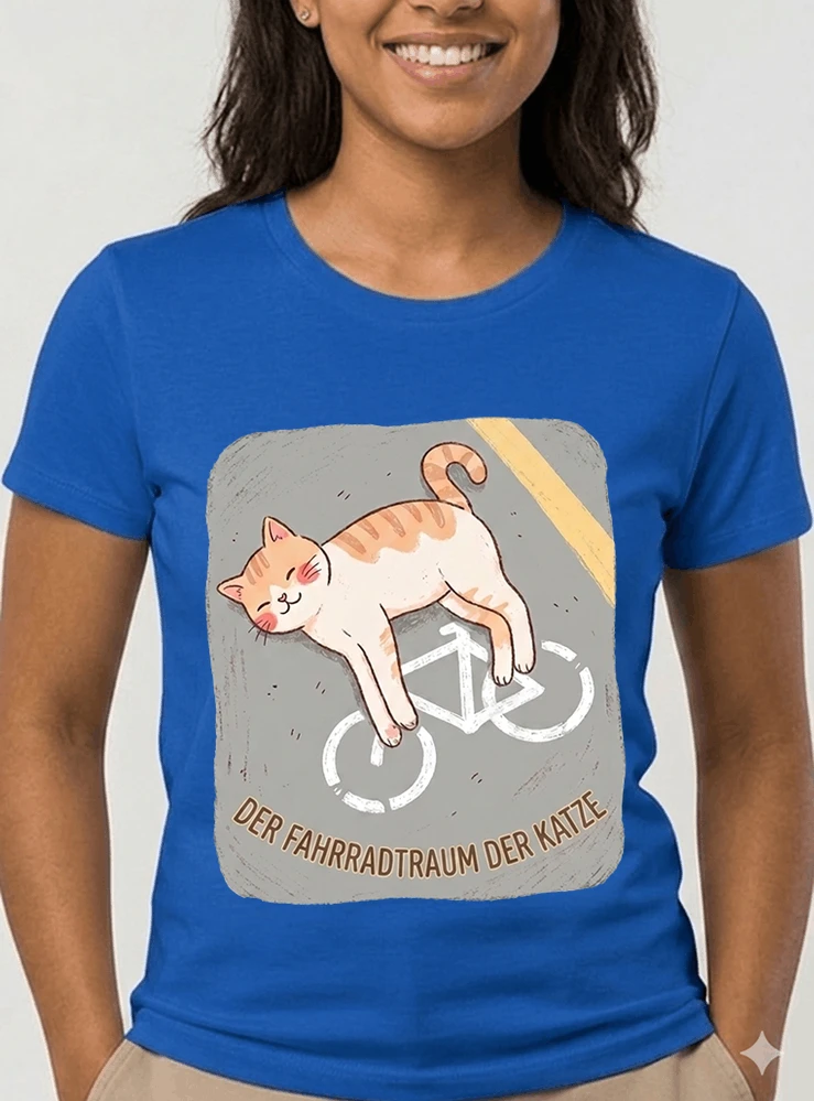 der fahrradtraum der katze t shirt ses katzenmotiv fr radfahre damen t shirt royal blue