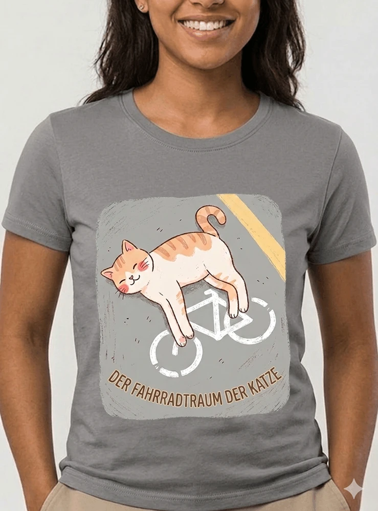 der fahrradtraum der katze t shirt ses katzenmotiv fr radfahre damen t shirt sport grey