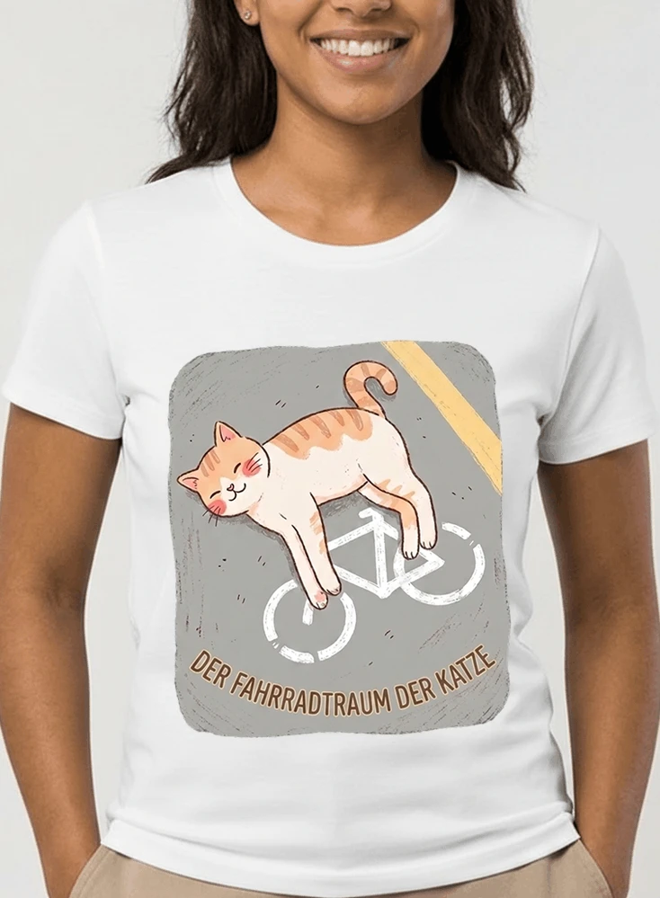 der fahrradtraum der katze t shirt ses katzenmotiv fr radfahre damen t shirt white