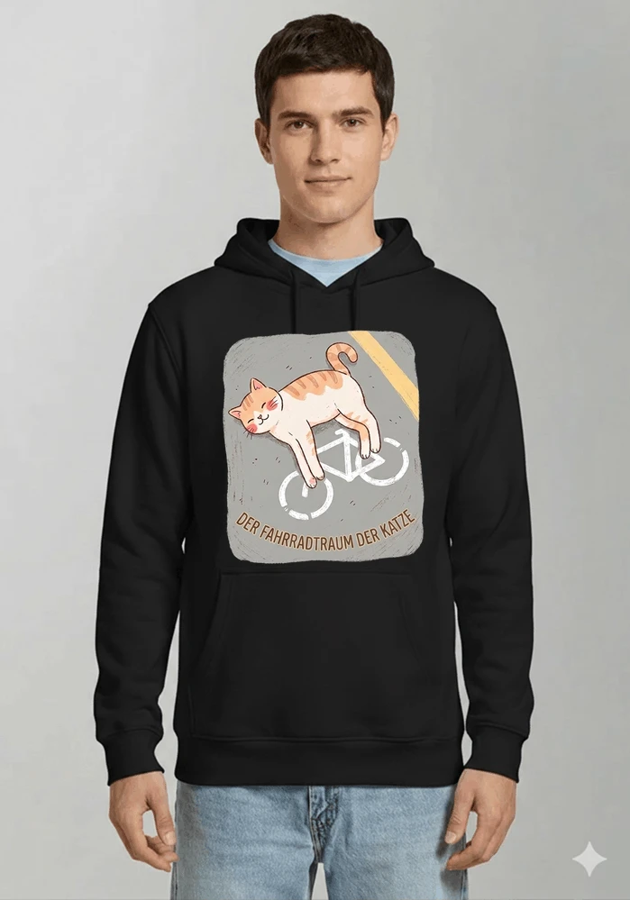 der fahrradtraum der katze t shirt ses katzenmotiv fr radfahre kapuzenpullover black