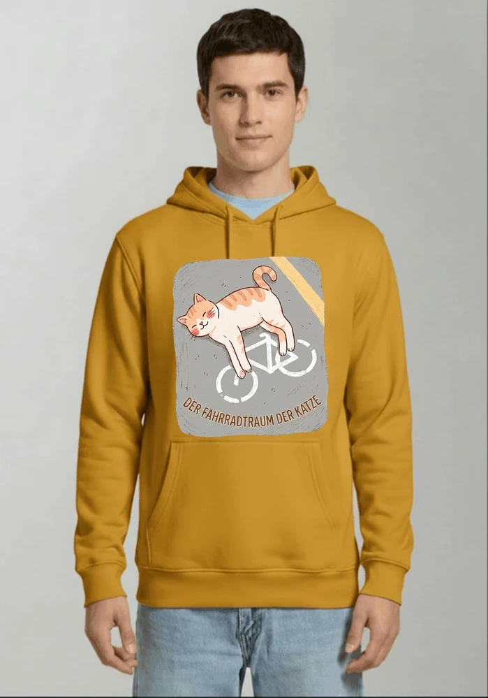 der fahrradtraum der katze t shirt ses katzenmotiv fr radfahre kapuzenpullover gold