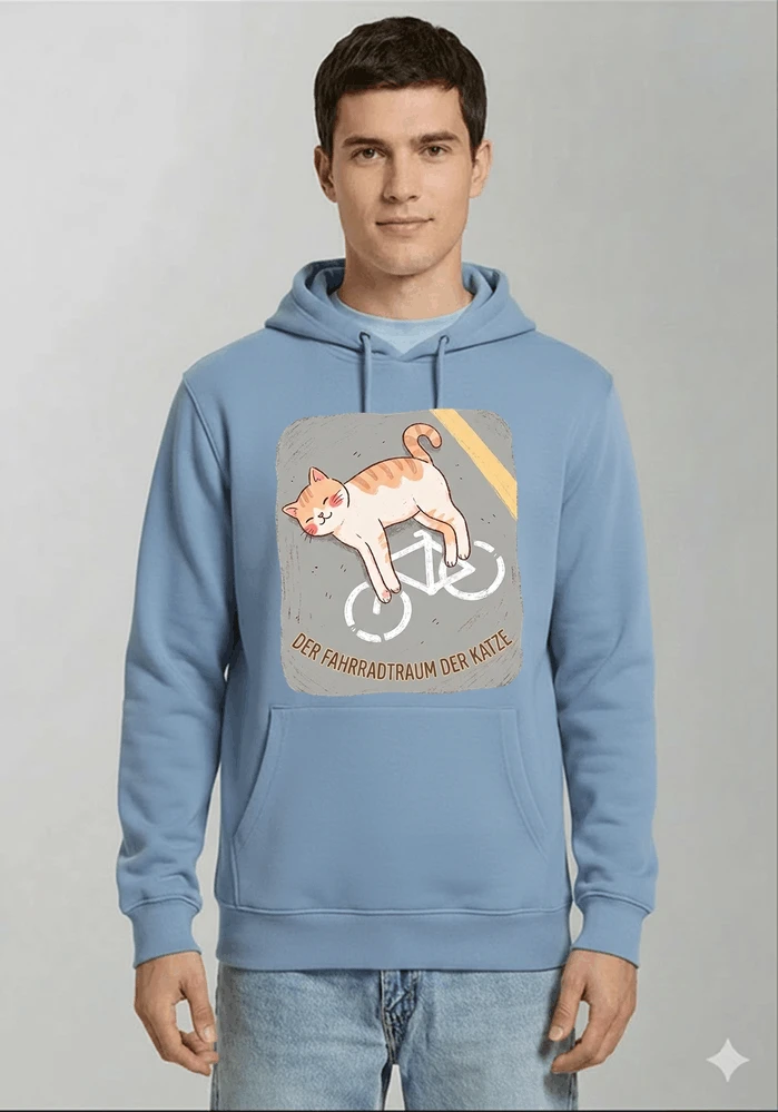 der fahrradtraum der katze t shirt ses katzenmotiv fr radfahre kapuzenpullover light blue