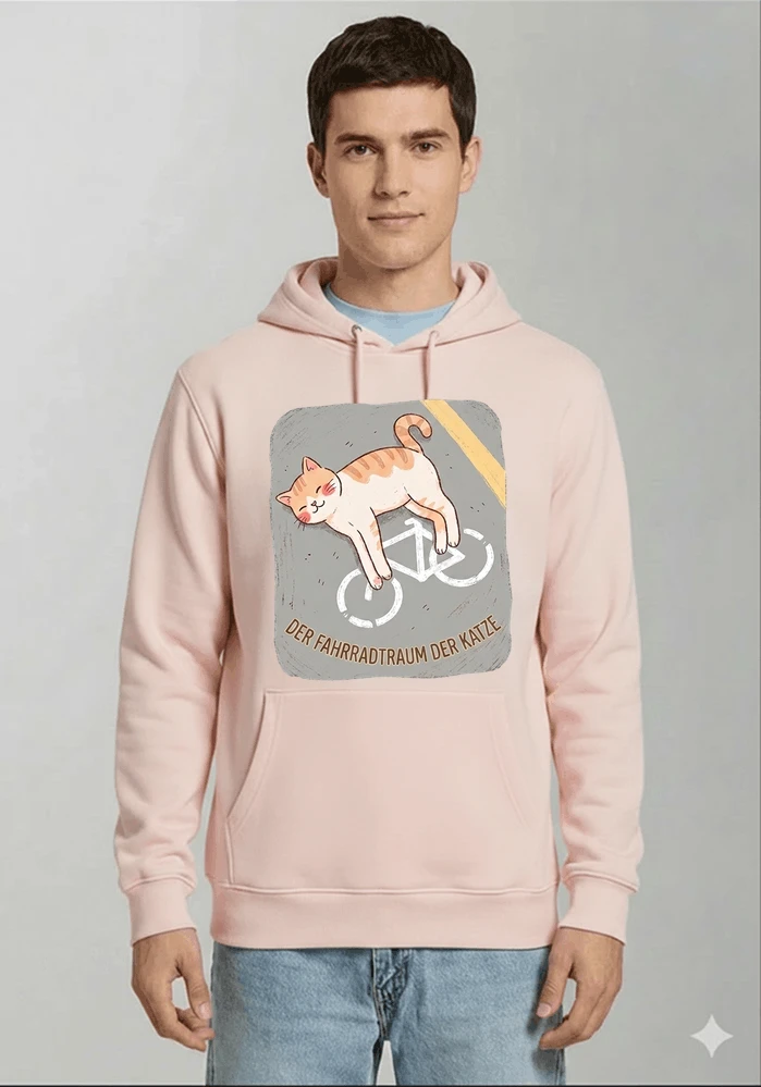 der fahrradtraum der katze t shirt ses katzenmotiv fr radfahre kapuzenpullover light pink