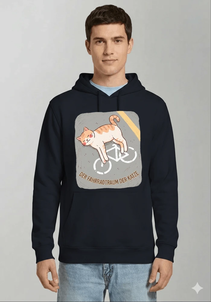 der fahrradtraum der katze t shirt ses katzenmotiv fr radfahre kapuzenpullover navy