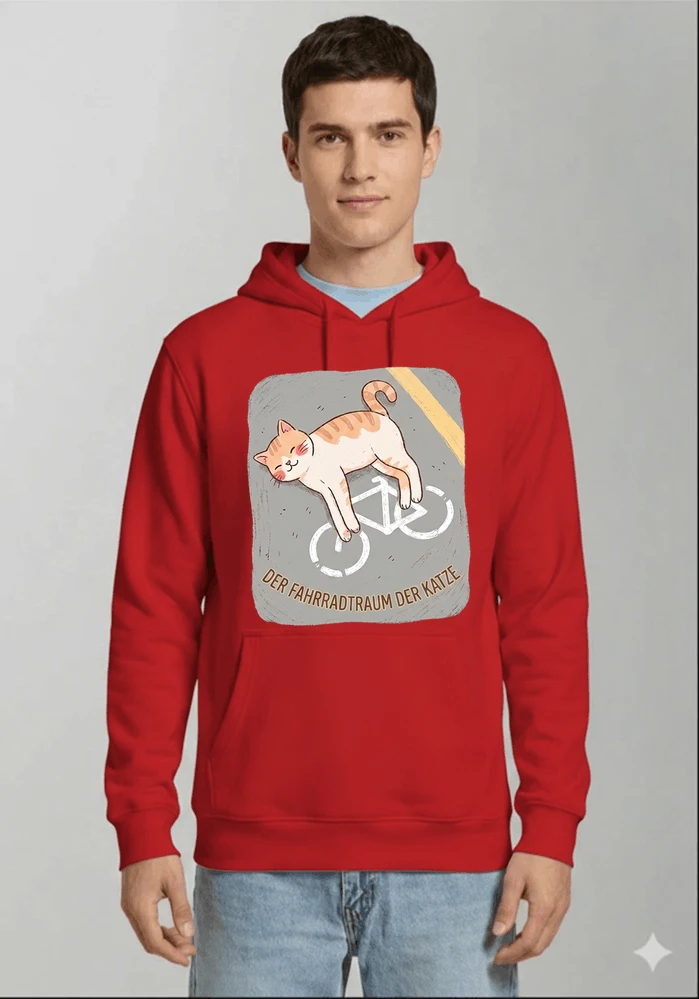 der fahrradtraum der katze t shirt ses katzenmotiv fr radfahre kapuzenpullover red