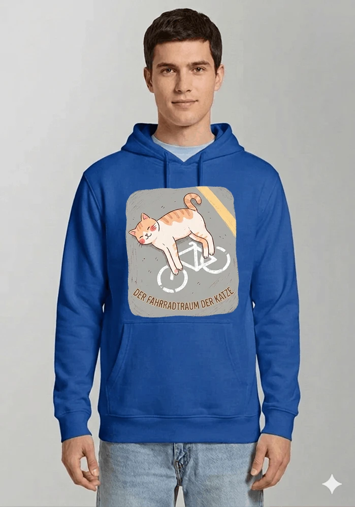 der fahrradtraum der katze t shirt ses katzenmotiv fr radfahre kapuzenpullover royal blue