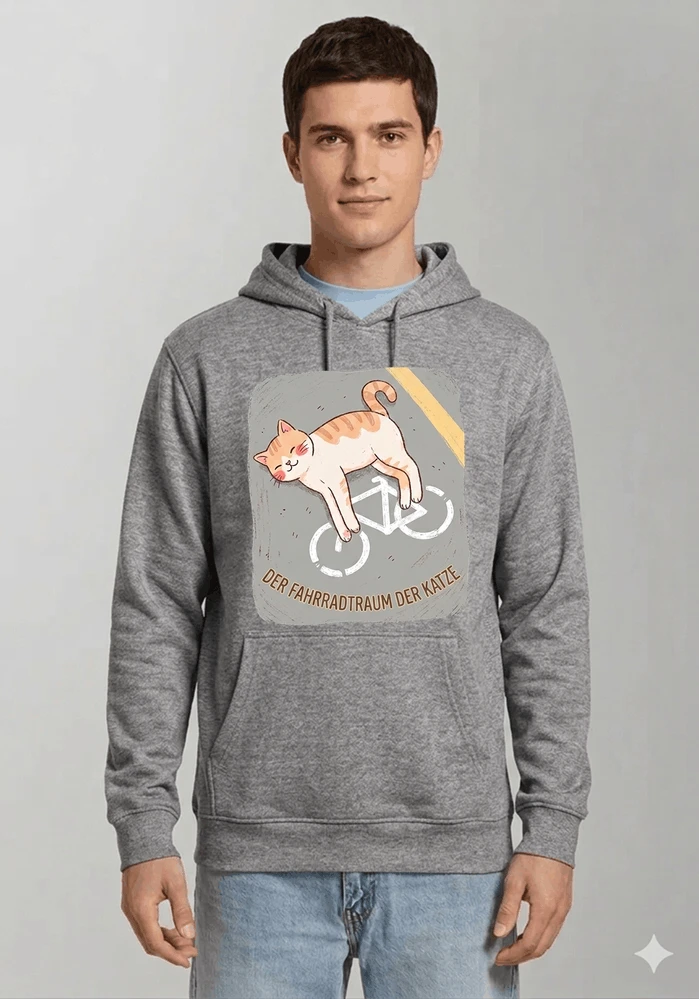 der fahrradtraum der katze t shirt ses katzenmotiv fr radfahre kapuzenpullover sport grey
