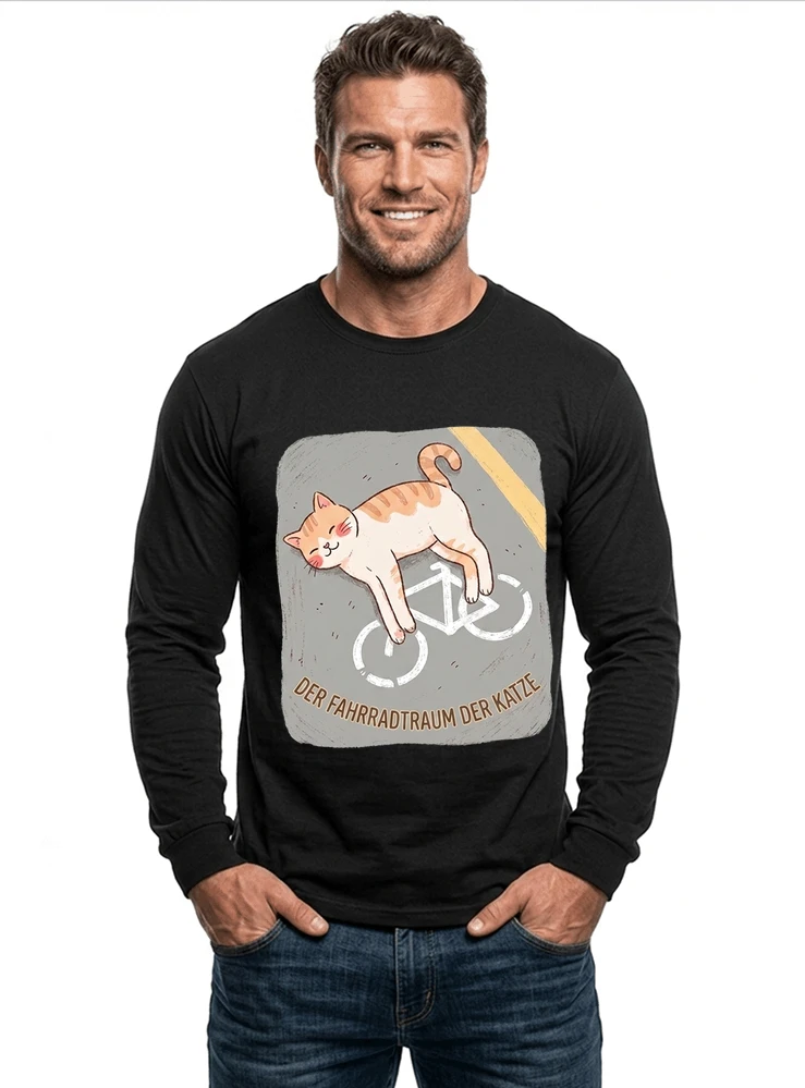 der fahrradtraum der katze t shirt ses katzenmotiv fr radfahre langarmshirt black
