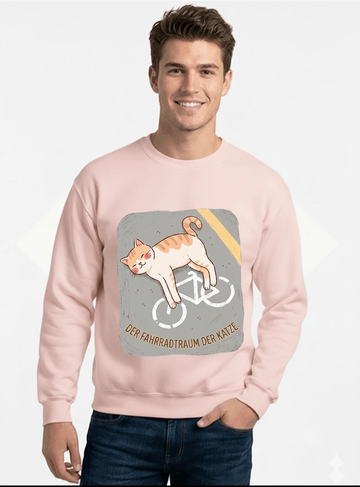 der fahrradtraum der katze t shirt ses katzenmotiv fr radfahre sweatshirt mit rundhalsausschnitt light pink