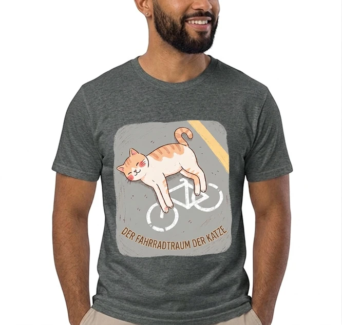 der fahrradtraum der katze t shirt ses katzenmotiv fr radfahre t shirt anthracite melange