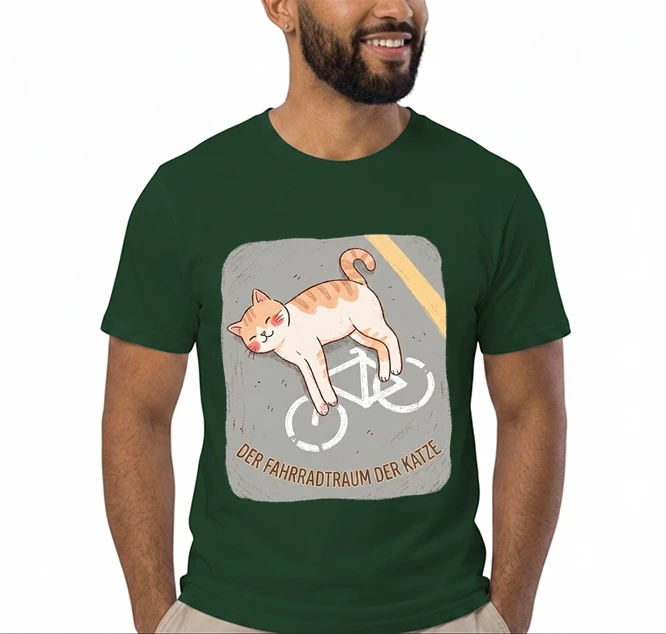 der fahrradtraum der katze t shirt ses katzenmotiv fr radfahre t shirt forest green