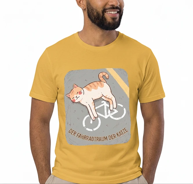 der fahrradtraum der katze t shirt ses katzenmotiv fr radfahre t shirt gold