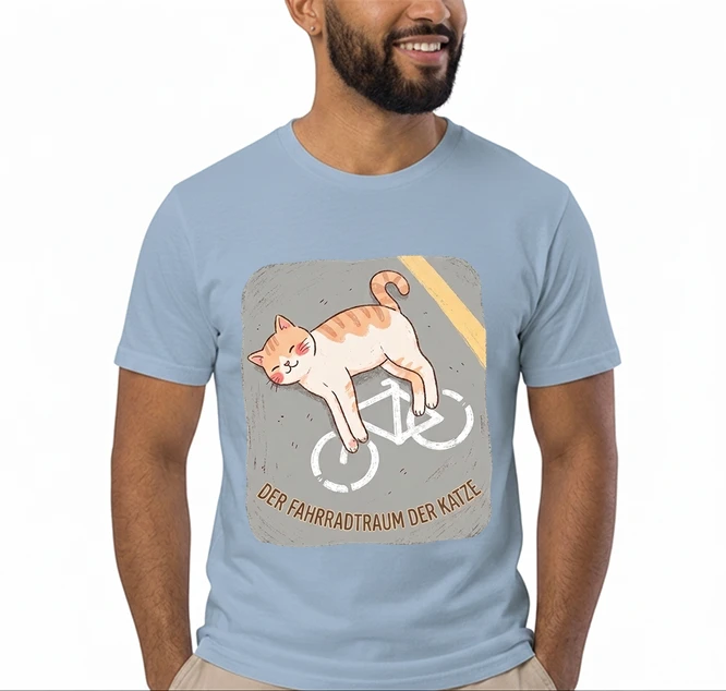 der fahrradtraum der katze t shirt ses katzenmotiv fr radfahre t shirt light blue