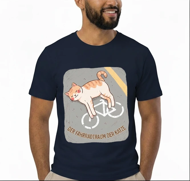 der fahrradtraum der katze t shirt ses katzenmotiv fr radfahre t shirt navy