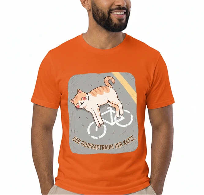 der fahrradtraum der katze t shirt ses katzenmotiv fr radfahre t shirt orange