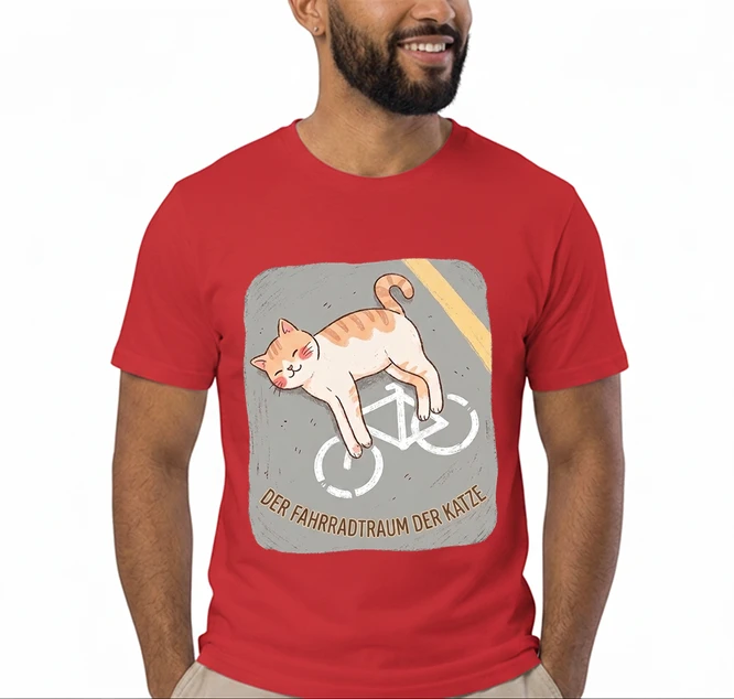 der fahrradtraum der katze t shirt ses katzenmotiv fr radfahre t shirt red