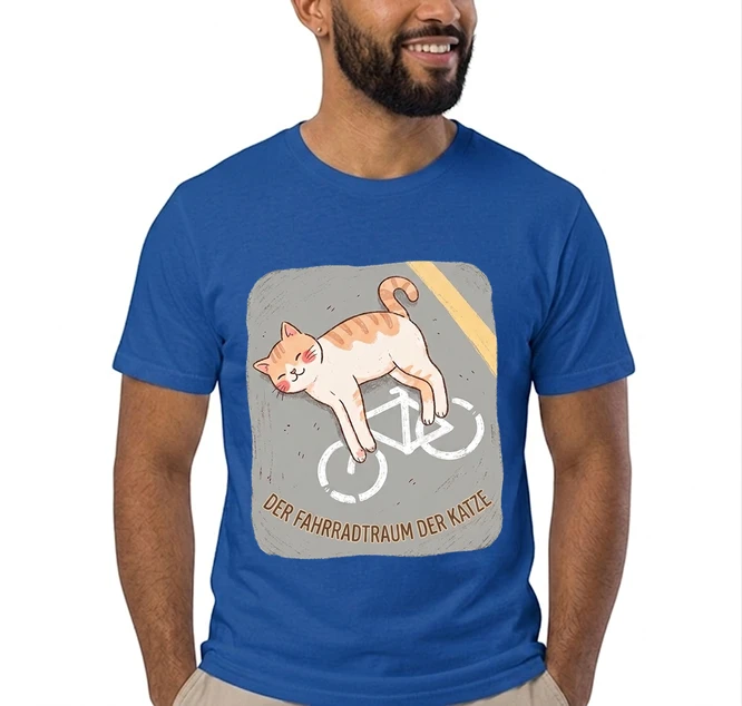 der fahrradtraum der katze t shirt ses katzenmotiv fr radfahre t shirt royal blue
