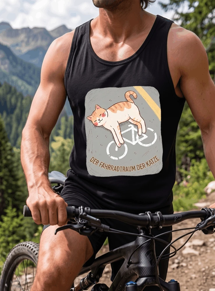 der fahrradtraum der katze t shirt ses katzenmotiv fr radfahre tanktop black