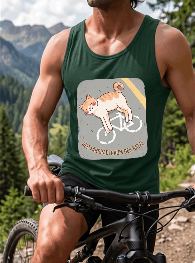 der fahrradtraum der katze t shirt ses katzenmotiv fr radfahre tanktop forest green