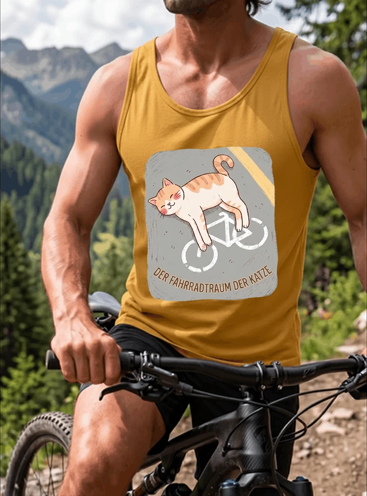 der fahrradtraum der katze t shirt ses katzenmotiv fr radfahre tanktop gold