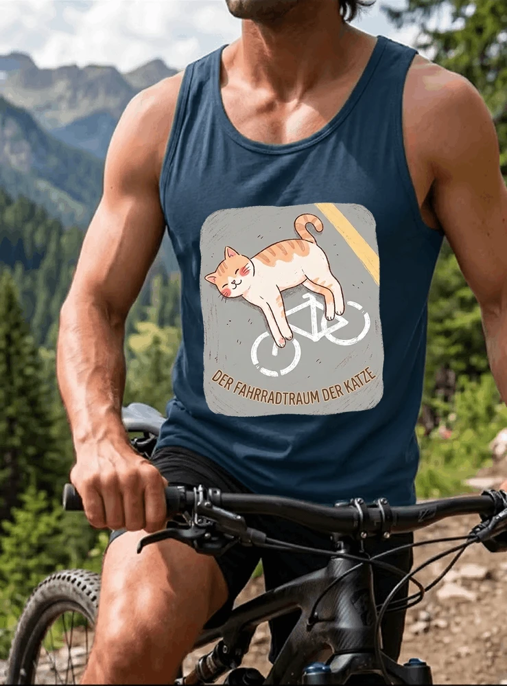 der fahrradtraum der katze t shirt ses katzenmotiv fr radfahre tanktop navy