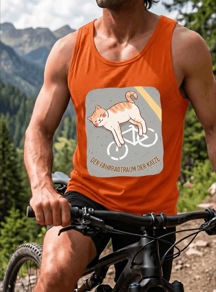 der fahrradtraum der katze t shirt ses katzenmotiv fr radfahre tanktop orange