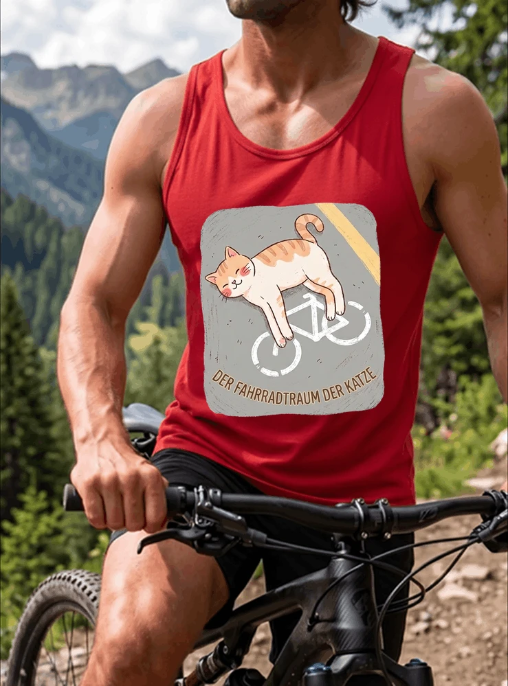 der fahrradtraum der katze t shirt ses katzenmotiv fr radfahre tanktop red