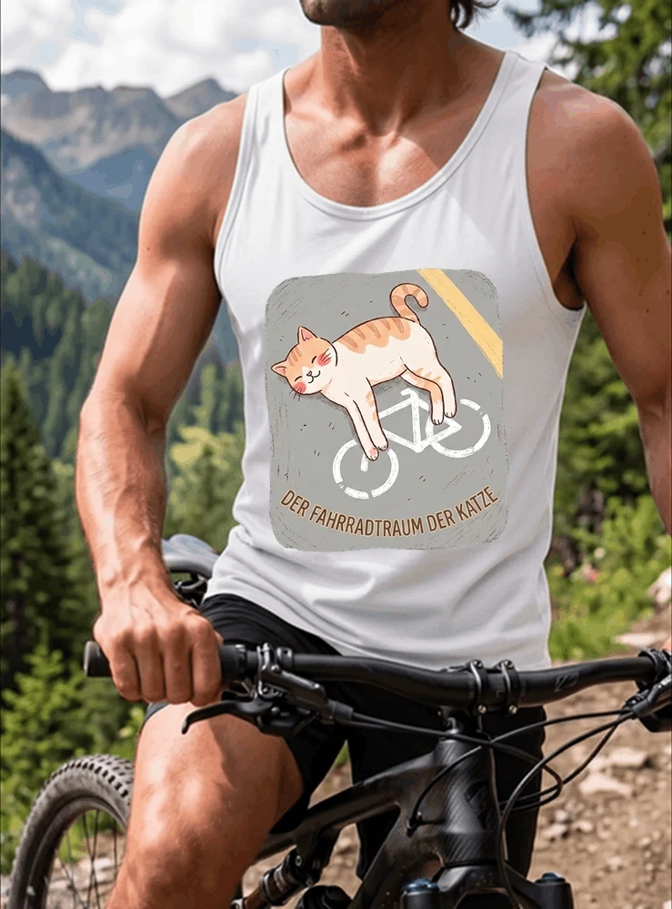 der fahrradtraum der katze t shirt ses katzenmotiv fr radfahre tanktop white