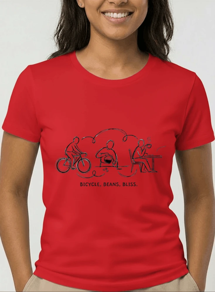 fahrrad kaffee t shirt bicycle beans bliss minimalist bike design fahrrad t shirt unisex shirt damen t shirt red