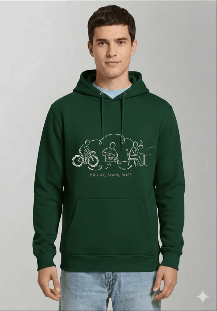 fahrrad kaffee t shirt bicycle beans bliss minimalist bike design fahrrad t shirt unisex shirt kapuzenpullover forest green