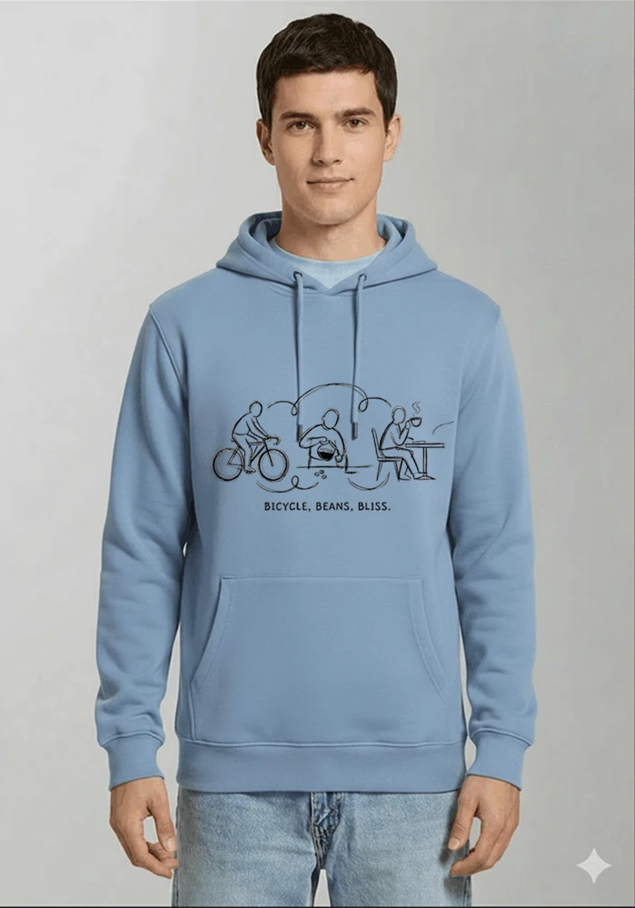 fahrrad kaffee t shirt bicycle beans bliss minimalist bike design fahrrad t shirt unisex shirt kapuzenpullover light blue