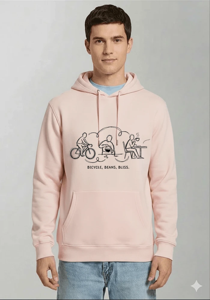 fahrrad kaffee t shirt bicycle beans bliss minimalist bike design fahrrad t shirt unisex shirt kapuzenpullover light pink