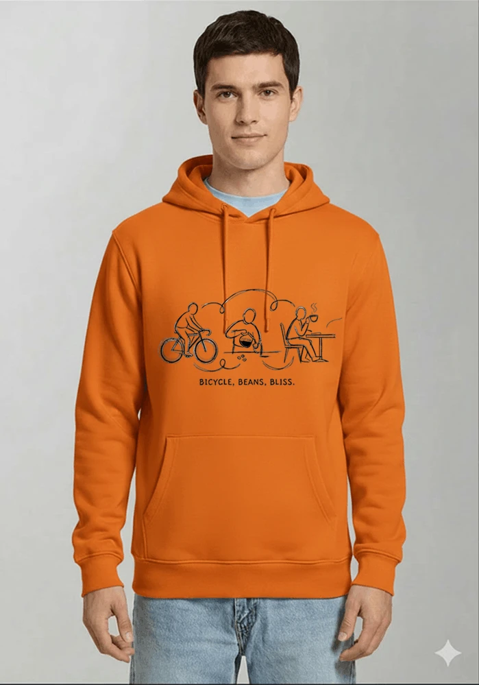 fahrrad kaffee t shirt bicycle beans bliss minimalist bike design fahrrad t shirt unisex shirt kapuzenpullover orange