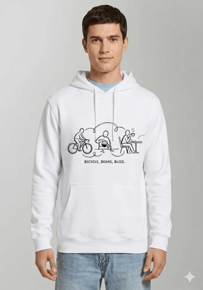 fahrrad kaffee t shirt bicycle beans bliss minimalist bike design fahrrad t shirt unisex shirt kapuzenpullover white