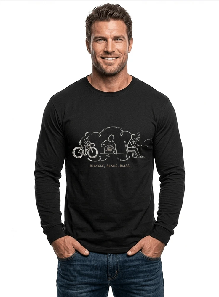 fahrrad kaffee t shirt bicycle beans bliss minimalist bike design fahrrad t shirt unisex shirt langarmshirt black