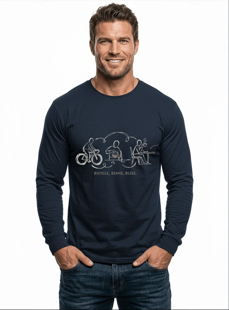 fahrrad kaffee t shirt bicycle beans bliss minimalist bike design fahrrad t shirt unisex shirt langarmshirt navy