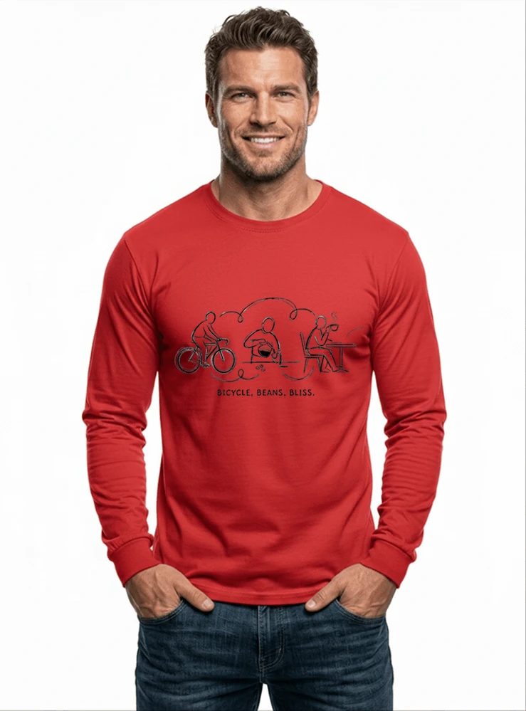 fahrrad kaffee t shirt bicycle beans bliss minimalist bike design fahrrad t shirt unisex shirt langarmshirt red