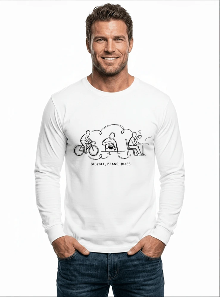 fahrrad kaffee t shirt bicycle beans bliss minimalist bike design fahrrad t shirt unisex shirt langarmshirt white