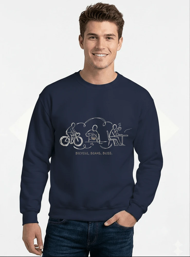 fahrrad kaffee t shirt bicycle beans bliss minimalist bike design fahrrad t shirt unisex shirt sweatshirt mit rundhalsausschnitt navy