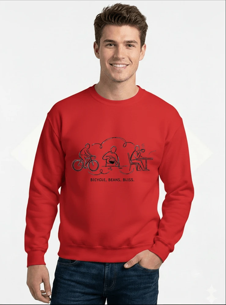 fahrrad kaffee t shirt bicycle beans bliss minimalist bike design fahrrad t shirt unisex shirt sweatshirt mit rundhalsausschnitt red