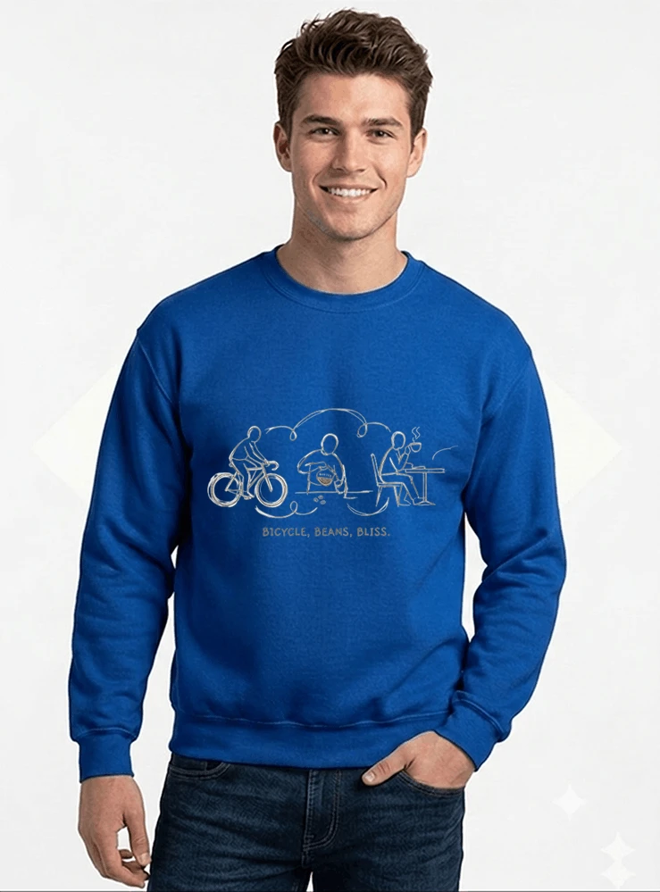 fahrrad kaffee t shirt bicycle beans bliss minimalist bike design fahrrad t shirt unisex shirt sweatshirt mit rundhalsausschnitt royal blue