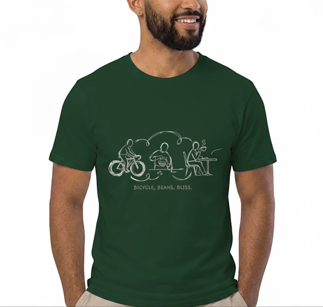 fahrrad kaffee t shirt bicycle beans bliss minimalist bike design fahrrad t shirt unisex shirt t shirt forest green