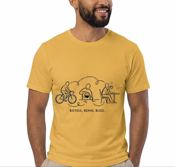fahrrad kaffee t shirt bicycle beans bliss minimalist bike design fahrrad t shirt unisex shirt t shirt gold