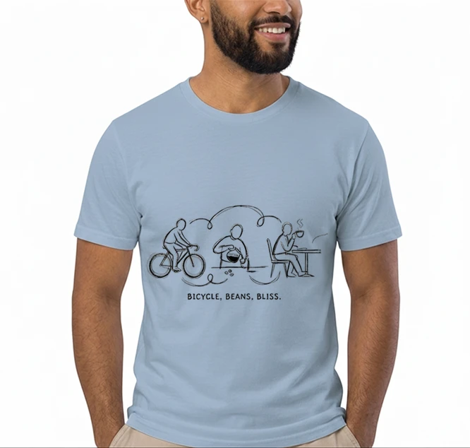 fahrrad kaffee t shirt bicycle beans bliss minimalist bike design fahrrad t shirt unisex shirt t shirt light blue