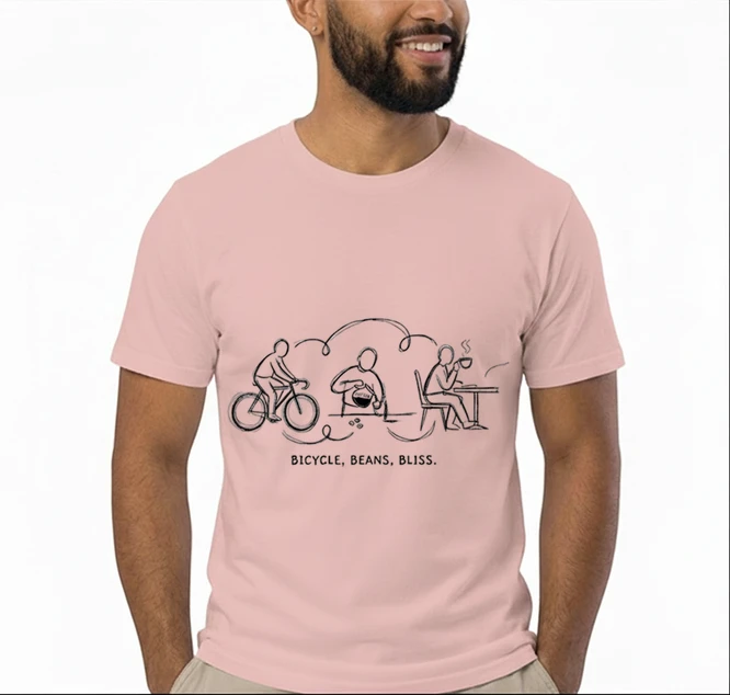 fahrrad kaffee t shirt bicycle beans bliss minimalist bike design fahrrad t shirt unisex shirt t shirt light pink