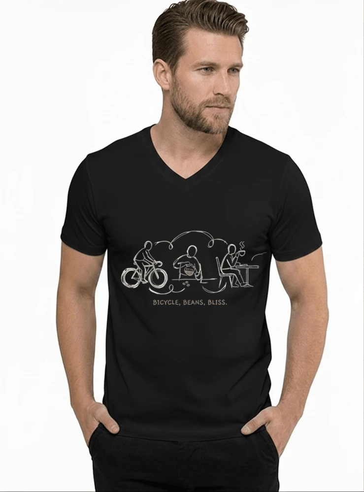 fahrrad kaffee t shirt bicycle beans bliss minimalist bike design fahrrad t shirt unisex shirt t shirt mit v ausschnitt black