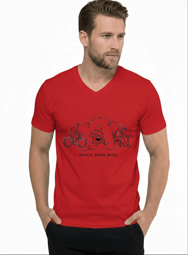 fahrrad kaffee t shirt bicycle beans bliss minimalist bike design fahrrad t shirt unisex shirt t shirt mit v ausschnitt red