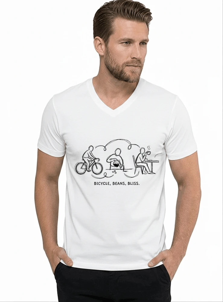 fahrrad kaffee t shirt bicycle beans bliss minimalist bike design fahrrad t shirt unisex shirt t shirt mit v ausschnitt white
