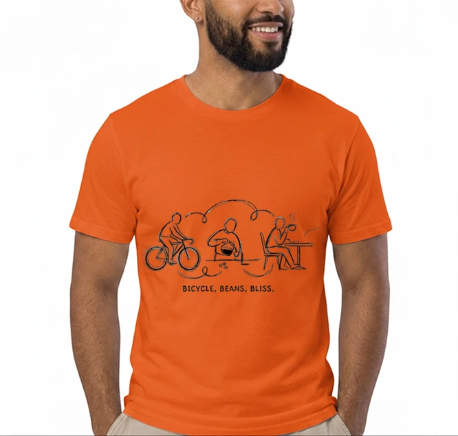 fahrrad kaffee t shirt bicycle beans bliss minimalist bike design fahrrad t shirt unisex shirt t shirt orange